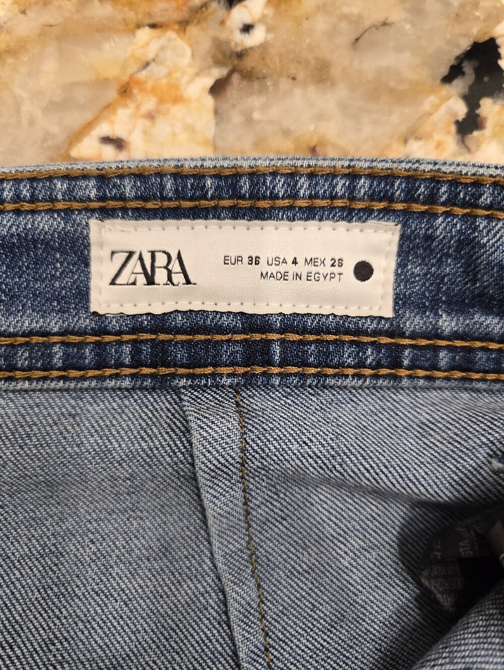 Zara Wide Leg High Rise Blue Jeans 4 - Picture 6 of 7